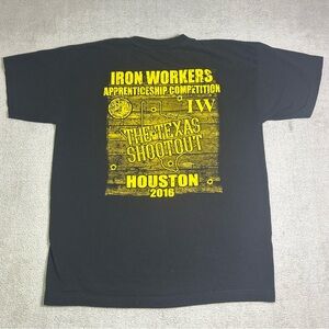 Vintage Union Made Iron Workers T Shirt Mens XL Black Graphic Print USA Made